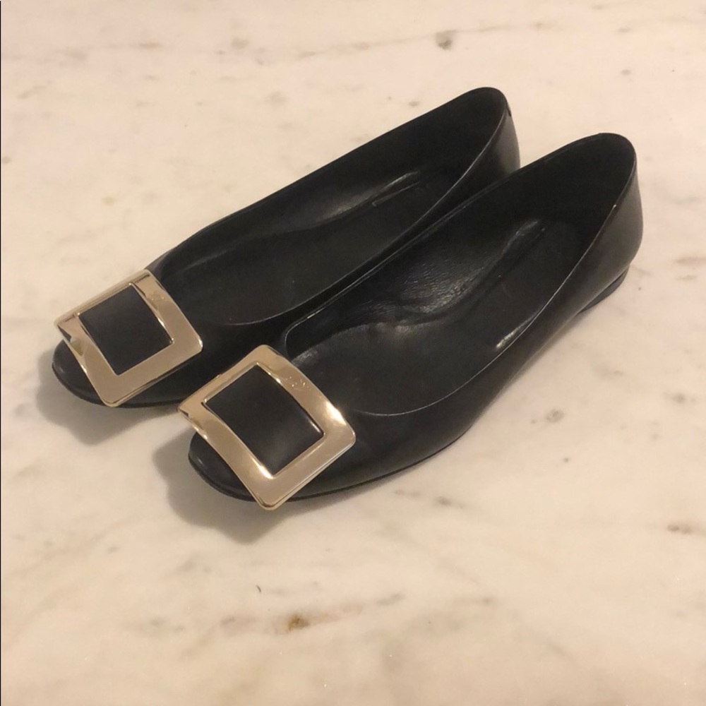 Roger Vivier Leather Buckle Flats w/Box